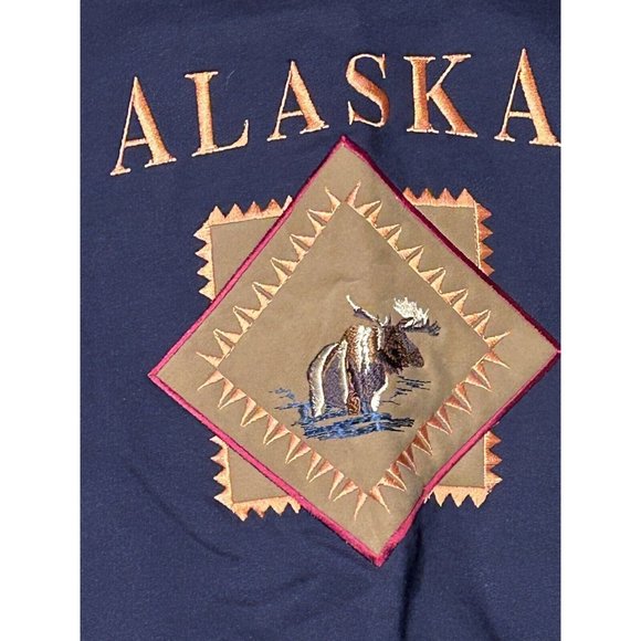 Briar Creek Sweatshirt XL Alaska Moose Navy Blue Grandpa Grandma Tourist Cabin - Picture 2 of 7